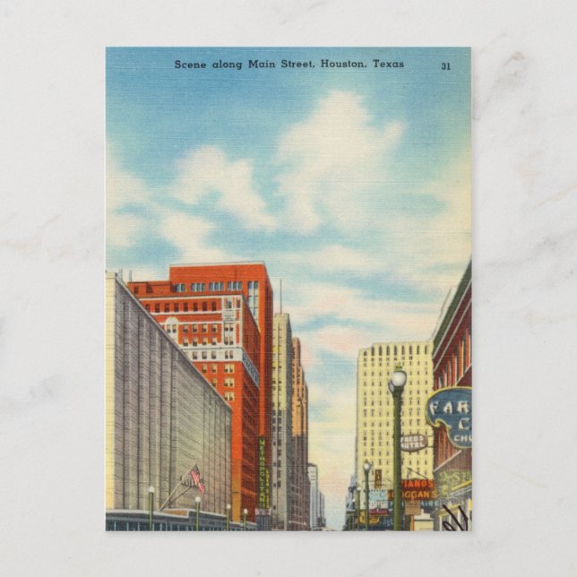 Carte Postale Main Street, Houston, Texas (Devant)