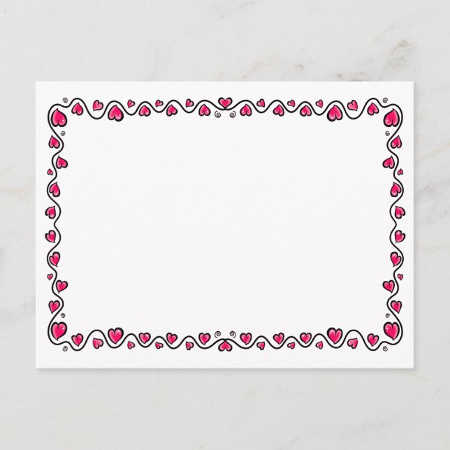 Carte Postale Main tirée jolie amour Coeur Doodle Bordure (Devant)