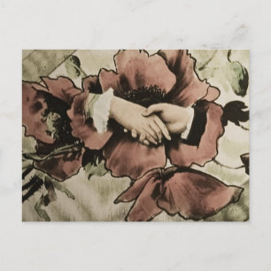 Carte Postale Main Touchant mains Vintage Diapositive de lantern