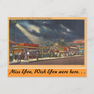 Carte Postale Maine, Amusements, Plage du Vieux Orchard, Vue noc