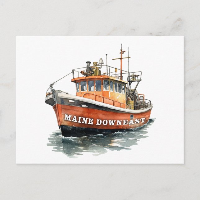 Carte Postale Maine Downeast Bateau Pêche (Devant)