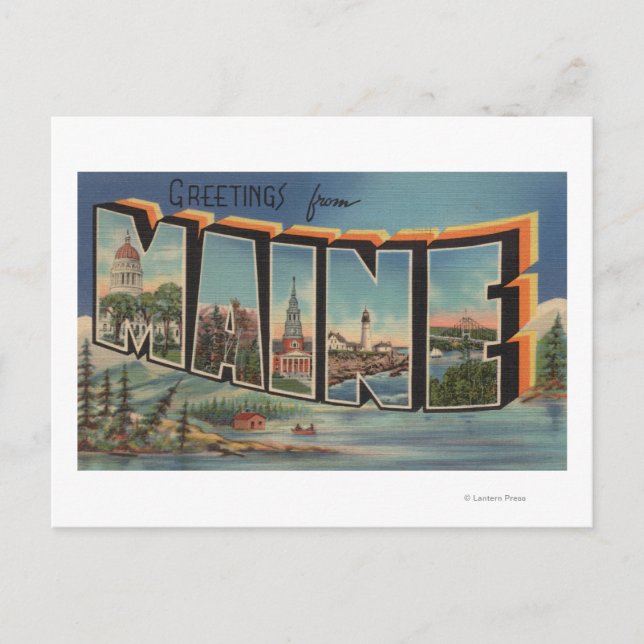 Carte Postale Maine (Hiver)Grandes Scènes de lettres (Devant)