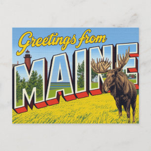 Carte Postale Maine : orignal et phare