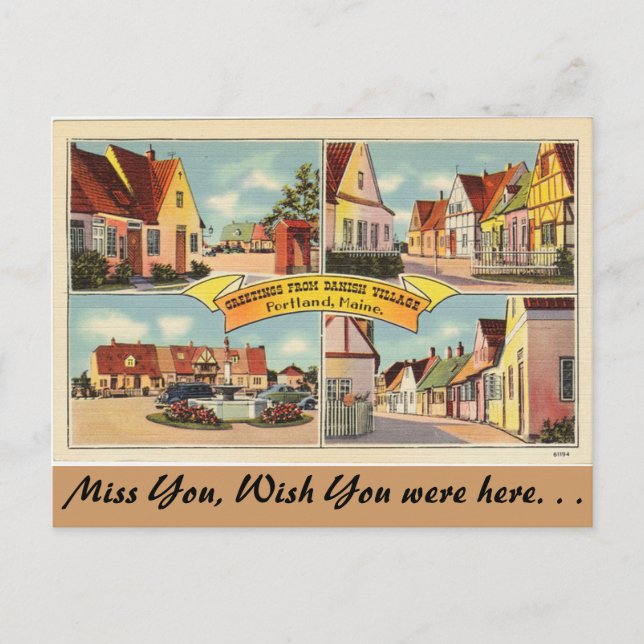 Carte Postale Maine, salutations du village danois (Devant)