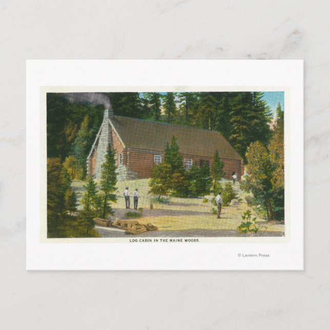 Carte Postale MaineVue d'une cabane en rondins dans les bois du  (Devant)