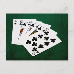 Carte Postale Mains de poker - Brosse royale - Costume de clubs