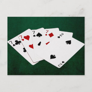 Carte Postale Mains de Poker - Carré - Sept et Deux