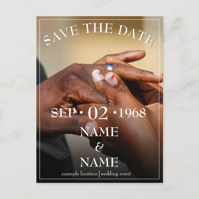 Carte Postale Mains d'un couple mariage avec une bague (Devant)