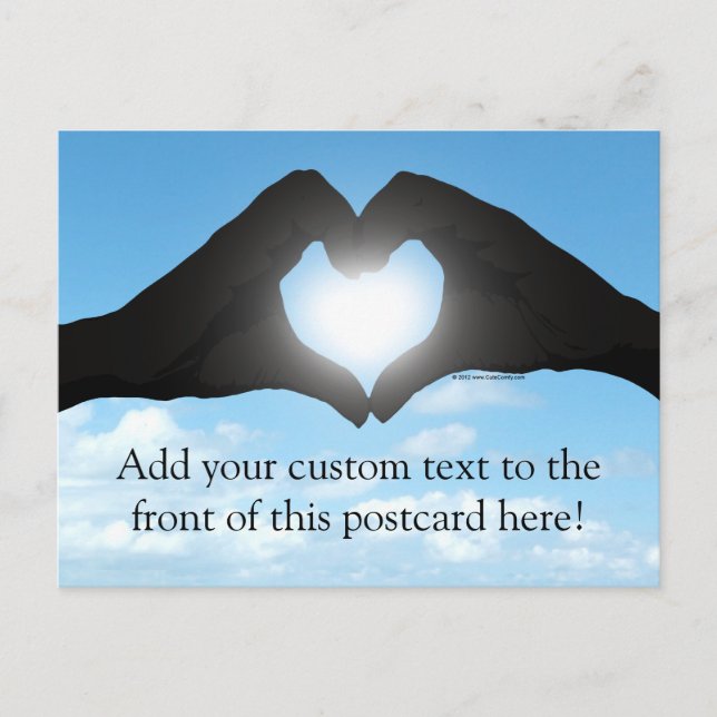 Carte Postale Mains en forme de coeur Silhouette sur ciel bleu (Devant)