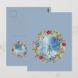Carte Postale Mains en prière aquarelle