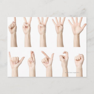 Carte Postale Mains montrant la méthode chinoise de comptage