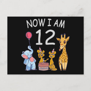Carte Postale Maintenant j'ai 12 ans 12ème anniversaire au Zoo