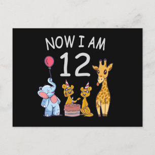 Carte Postale Maintenant j'ai 12 ans 12ème anniversaire au Zoo