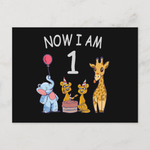 Carte Postale Maintenant j'ai 1 an 1er anniversaire au Zoo