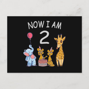 Carte Postale Maintenant j'ai 2 ans 2e anniversaire au zoo Postc