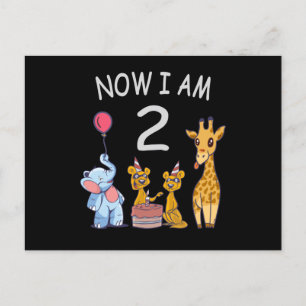 Carte Postale Maintenant j'ai 2 ans 2ème anniversaire au Zoo