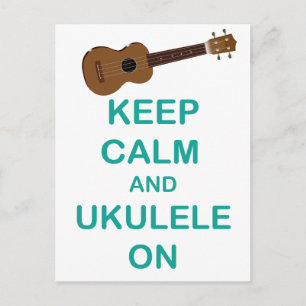 Carte Postale Maintenez le calme et Ukulele sur une impression a