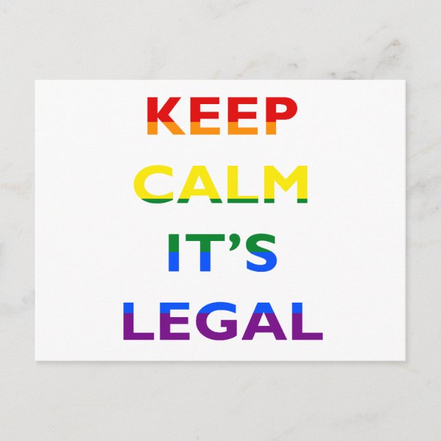 Carte Postale Maintenir le calme C'est le soutien juridique LGBT (Devant)