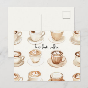 Carte Postale Mais d'abord, les tasses à café