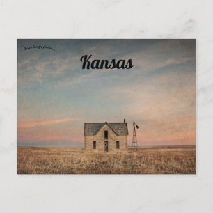 Carte Postale Maison abandonnée sur le vent balayé Kansas Prairi