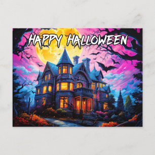 Carte Postale Maison ancienne hantée   Bonne Halloween