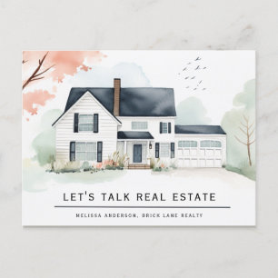 Carte Postale Maison aquarelle immobilière personnalisée