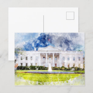 Carte Postale Maison Blanche à Washington DC Watercolor