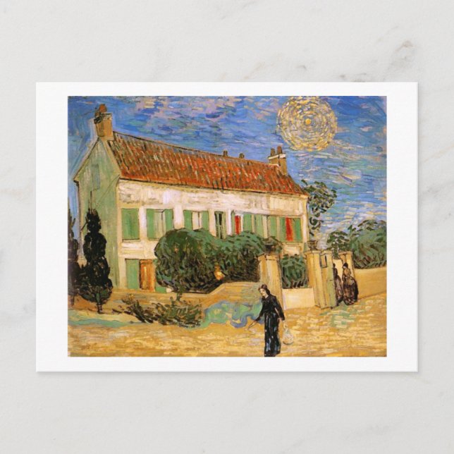 Carte Postale Maison Blanche la nuit, Van Gogh Fine Art (Devant)