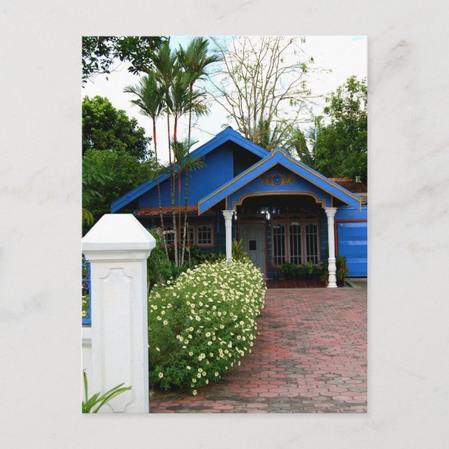 Carte Postale Maison Bleue Indonésie Kalimantan (Devant)