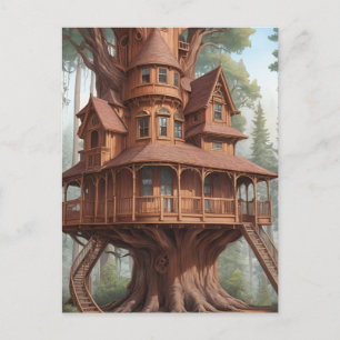 Carte Postale Maison d'arbre victorienne ronde dans l'arbre