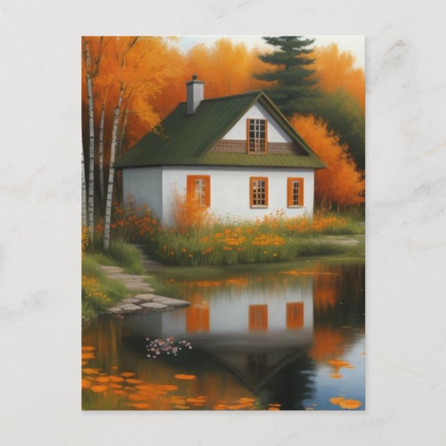Carte Postale maison d'automne (Devant)