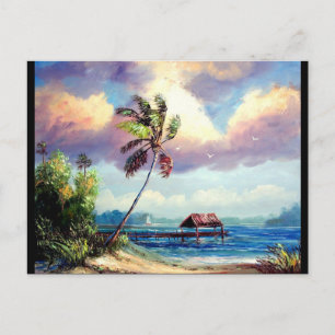 Carte Postale Maison de bateau tropical