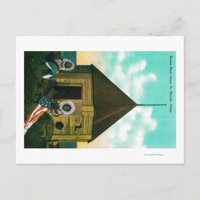 Carte Postale Maison de bloc russe à St. Michael, Alaska (Devant)