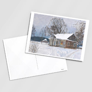 Carte Postale Maison de campagne à Dusk en hiver