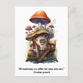 Carte Postale Maison de champignons Tous les champignons sont co