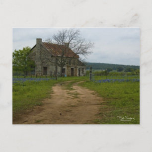 Carte Postale Maison de ferme du Texas avec des bleus