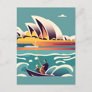 Carte Postale Maison de l'Opéra de Sydney Australie peinture sou