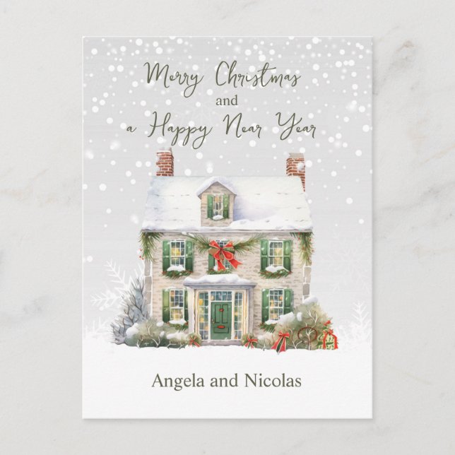 Carte Postale Maison de Noël en Neige (Devant)