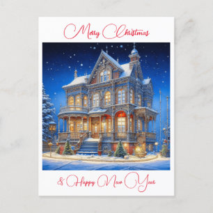 Carte Postale Maison de Noël Snowy personnalisée
