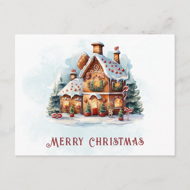 Carte Postale Maison de pain d'épices Noël (Devant)