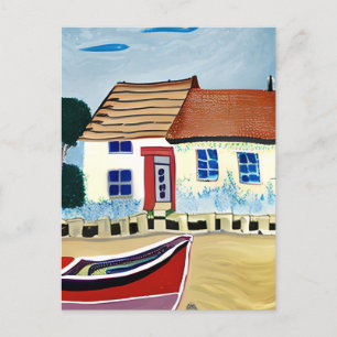 Carte Postale Maison de plage et garde-bateaux en contact