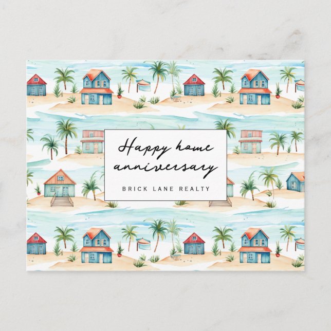 Carte Postale Maison de plage joyeuse Anniversaire Immobilier (Devant)