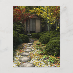 Carte Postale Maison de thé et jardin japonais en automne