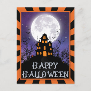 Carte Postale Maison déplaisante hantée Citrouilles chauves-sour