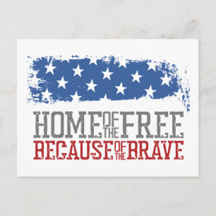 Carte Postale Maison des libres grâce aux braves Drapeau USA