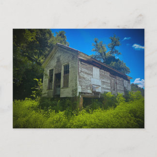 Carte Postale Maison en bois abandonnée dans un champ envahi par