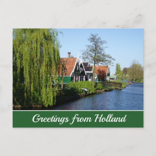 Carte Postale Maison en bois ancienne hollandaise rouge de Zaans
