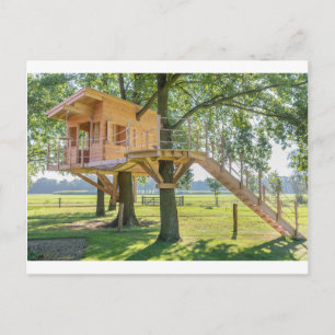 Carte Postale Maison en bois en chêne avec herbe