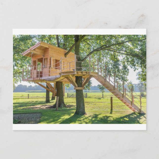 Carte Postale Maison en bois en chêne avec herbe (Devant)