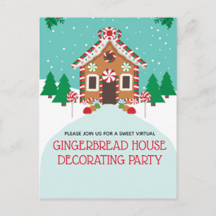 Carte Postale Maison en pain d'épice Fête virtuelle de Noël